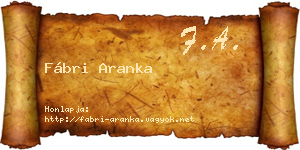 Fábri Aranka névjegykártya